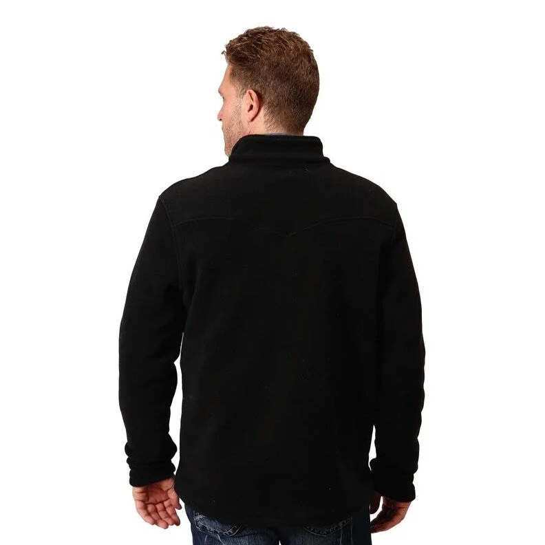 Men's eco-friendly jackets-Roper Western Jacket Mens Solid Fleece Black 03-097-0692-6119 BL