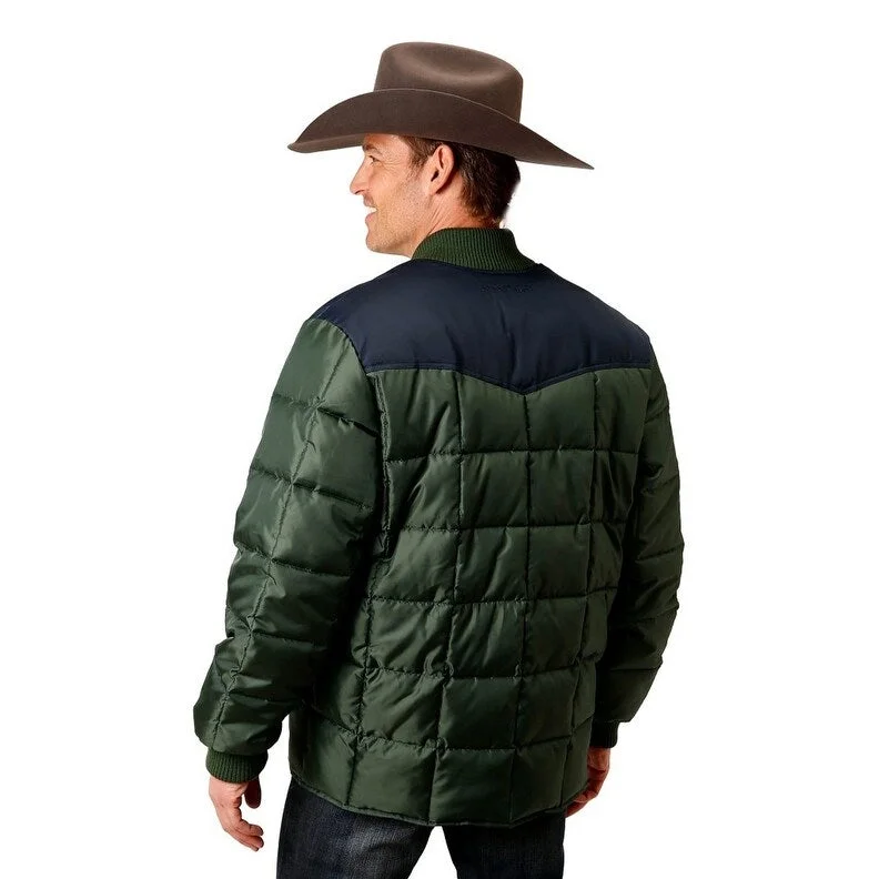 Men's spring jackets-Roper Western Jacket Mens OPP Poly Filled Olive 03-097-0761-0536 GR