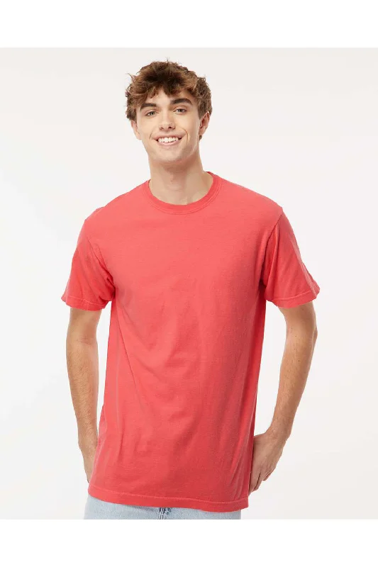 Men's short-sleeve moisture-wicking shirt-M&O Mens Vintage Garment Dyed Short Sleeve Crewneck T-Shirt - Bright Salmon