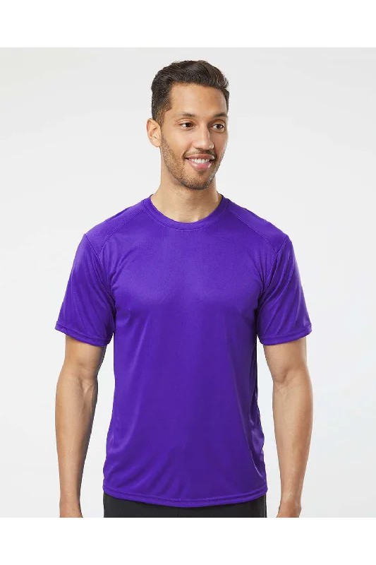 Men's short-sleeve printed shirt-Paragon Mens Islander Performance Moisture Wicking Short Sleeve Crewneck T-Shirt - Purple