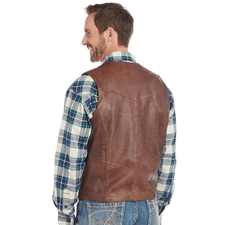 Men's adventure jackets-Cripple Creek Western Vest Mens Distressed Vintage Brown ML3064