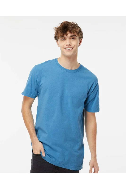 Men's short-sleeve golf navy top-M&O Mens Vintage Garment Dyed Short Sleeve Crewneck T-Shirt - Royal Caribe Blue