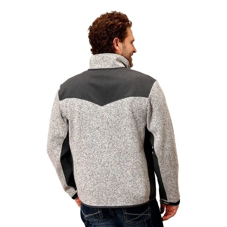 Men's athletic jackets-Roper Western Jacket Mens Sweater Knit Cream 03-097-0794-6157 WH