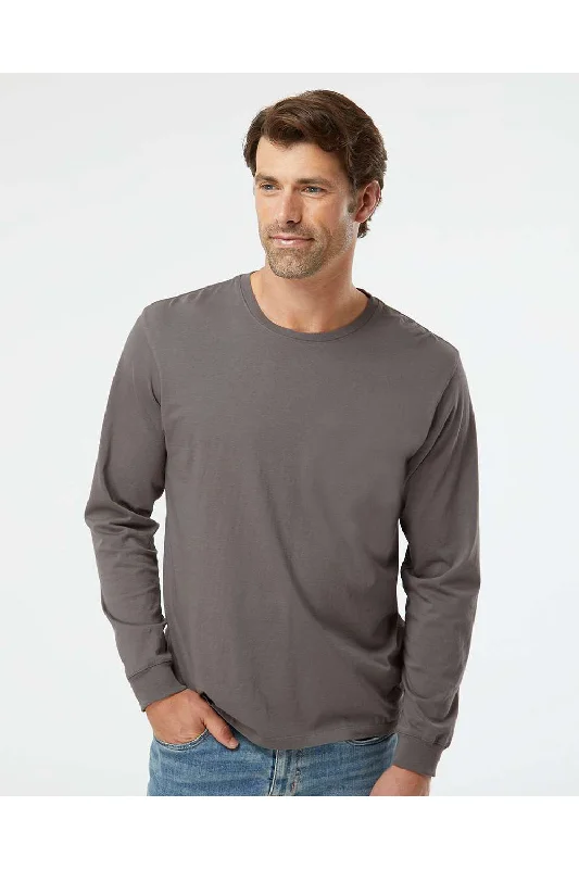 Men's short-sleeve urban gray shirt-SoftShirts Mens Organic Long Sleeve Crewneck T-Shirt - Graphite Grey