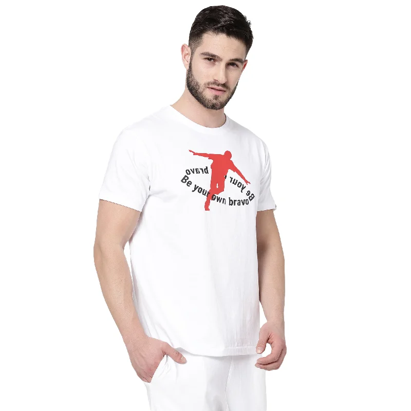 Men's short-sleeve cotton shirt-djbravo47 Men's White - Be Your Own Bravo T-shirt