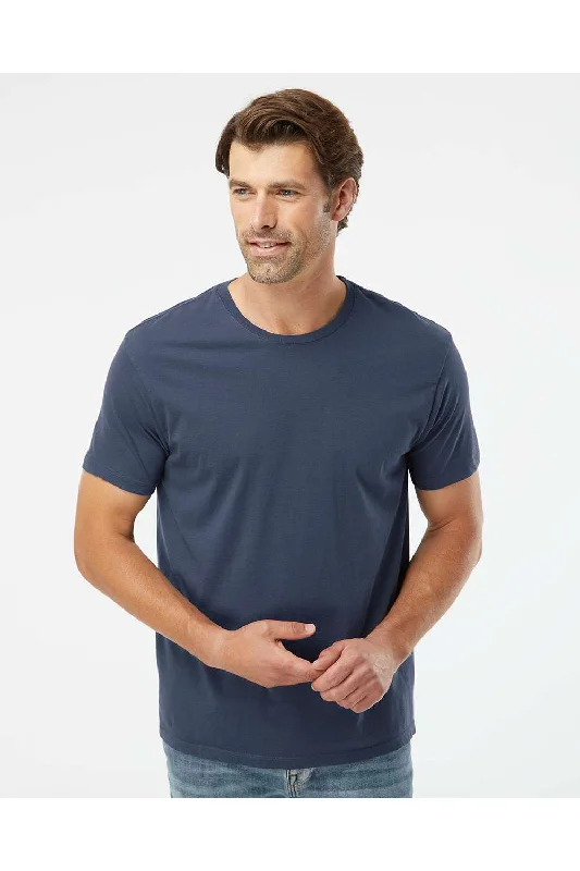 Men's short-sleeve running black tee-SoftShirts Mens Organic Short Sleeve Crewneck T-Shirt - Navy Blue