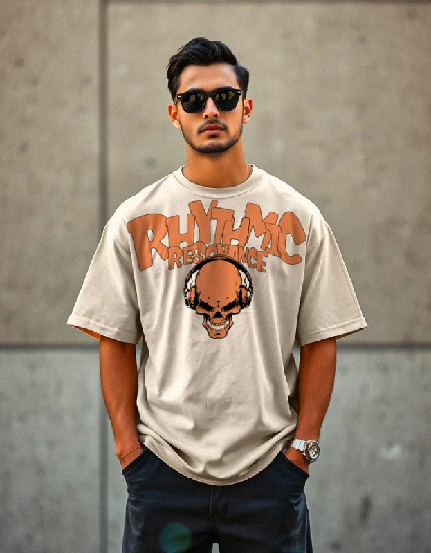 Men's short-sleeve soft tee-RHYTHMIC Swanwhite Oversized Typography Printed Tshirt