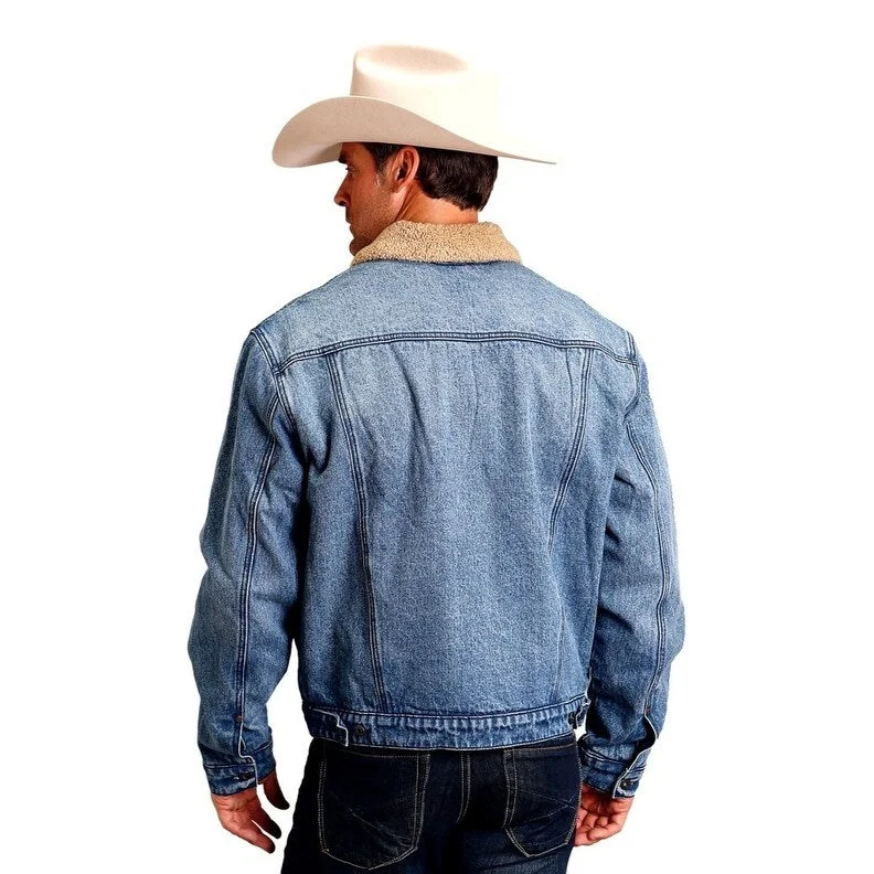 Men's snap-button jackets-Stetson Western Jacket Mens Denim Button Blue 11-097-0670-6078 BU