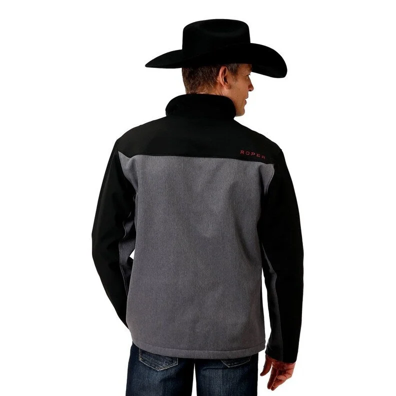 Men's fleece jackets-Roper Western Jacket Mens Zipper Lightweight Gray 03-097-0780-6142 GY