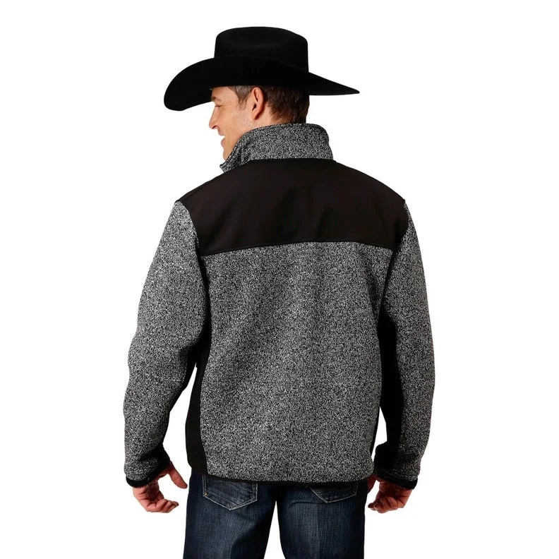 Men's golf jackets-Roper Western Jacket Mens Zip Heathered Charcoal 03-097-0794-6152 GY