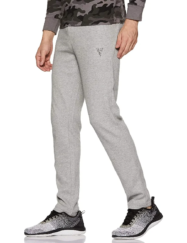 men's tailored gray denim pants-Van Heusen Cotton Men Grey Track Pants Gym Wear