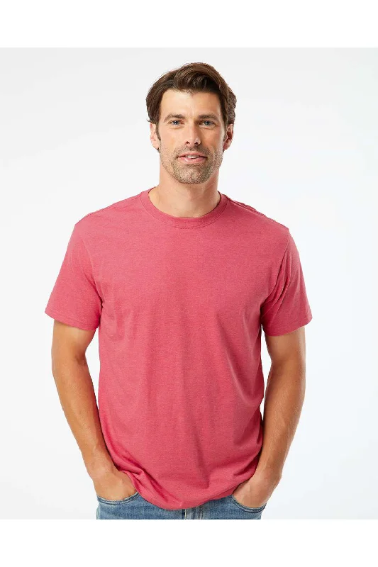 Men's short-sleeve red cotton shirt-Kastlfel Mens Recycled Soft Short Sleeve Crewneck T-Shirt - Red