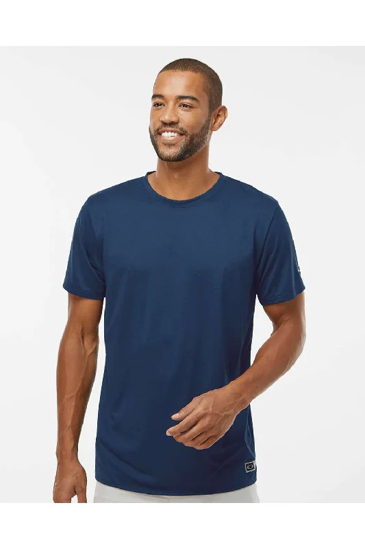 Men's short-sleeve mesh athletic top-Oakley Mens Team Issue Hydrolix Short Sleeve Crewneck T-Shirt - Team Navy Blue