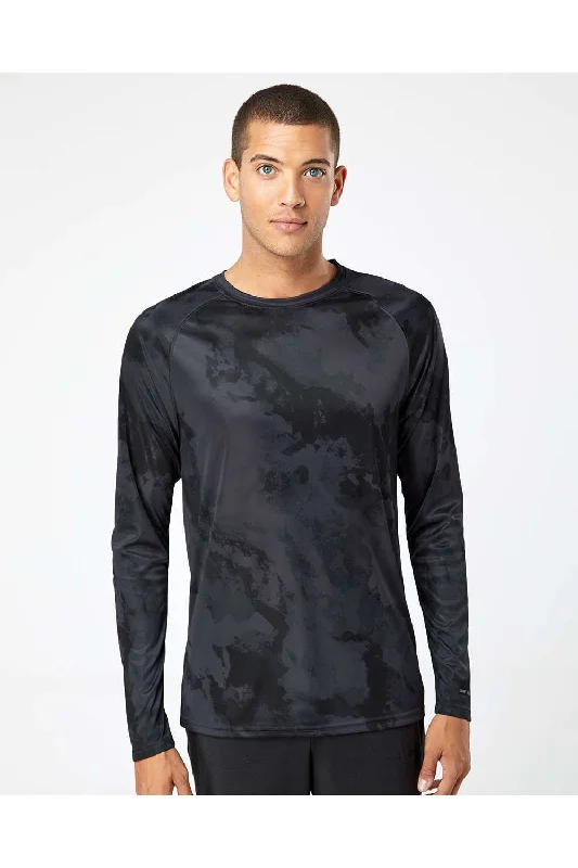 Men's short-sleeve plain tee-Paragon Mens Cabo Camo Performance Moisture Wicking Long Sleeve Crewneck T-Shirt - Graphite Grey - Closeout