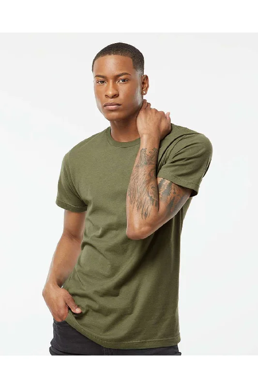 Men's short-sleeve moisture-wicking shirt-Tultex Mens Fine Jersey Short Sleeve Crewneck T-Shirt - Military Green