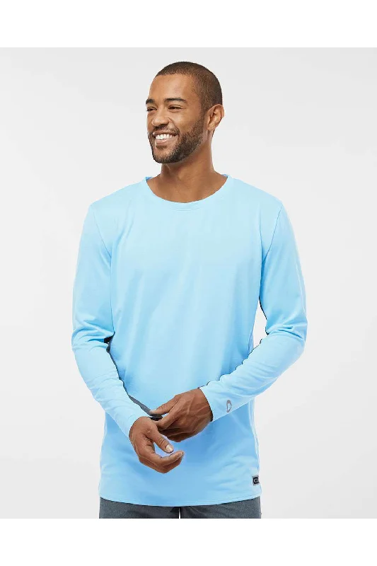 Men's short-sleeve affordable cotton tee-Oakley Mens Team Issue Hydrolix Long Sleeve Crewneck T-Shirt - Carolina Blue