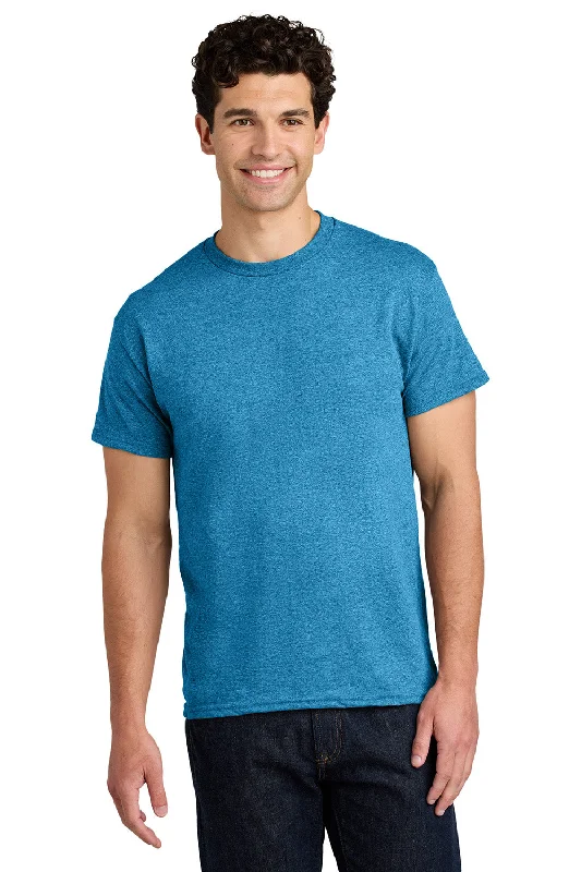 Men's short-sleeve casual shirt-Gildan Mens Short Sleeve Crewneck T-Shirt - Heather Sapphire Blue