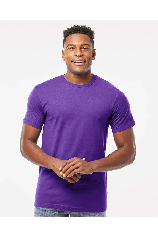 Men's short-sleeve workout shirt-Tultex Mens Fine Jersey Short Sleeve Crewneck T-Shirt - Purple