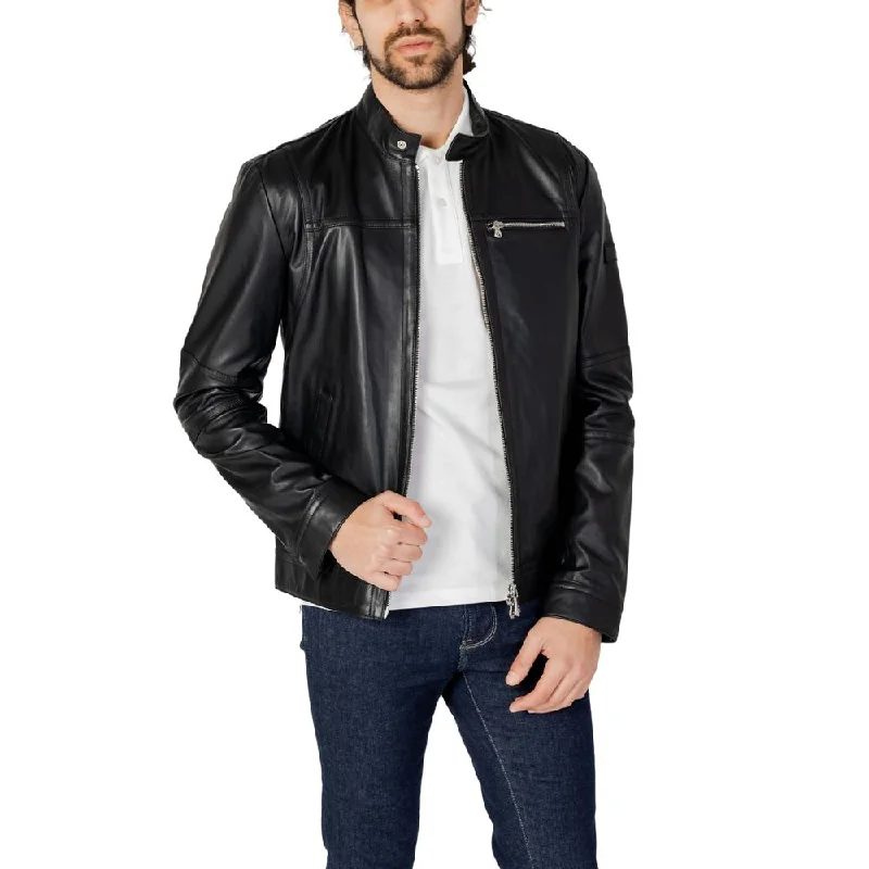 Men's travel jackets-Peuterey  Leather Men's Jacket