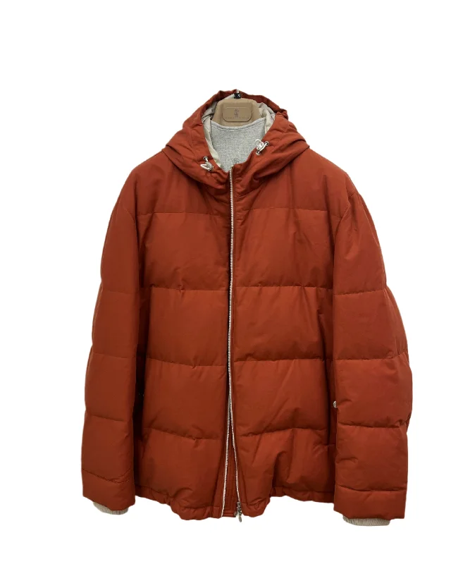 Men's cargo jackets-Brunello Cucinelli Mens Puffer Jacket in Carrot