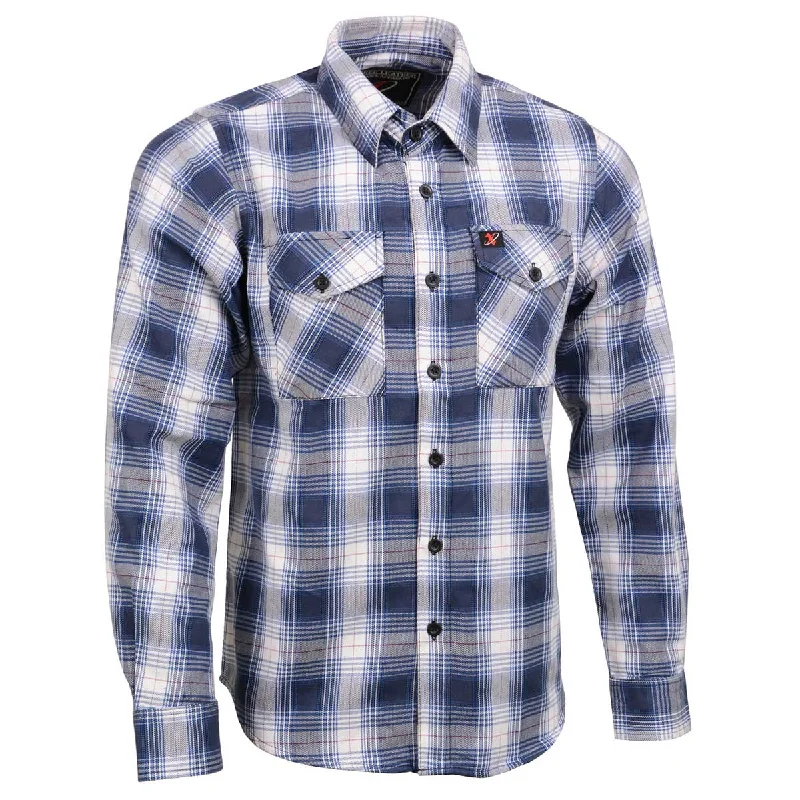 Men's short-sleeve teal printed shirt-Milwaukee Leather MNG11650 Men's Blue and White Long Sleeve Cotton Flannel Shirt