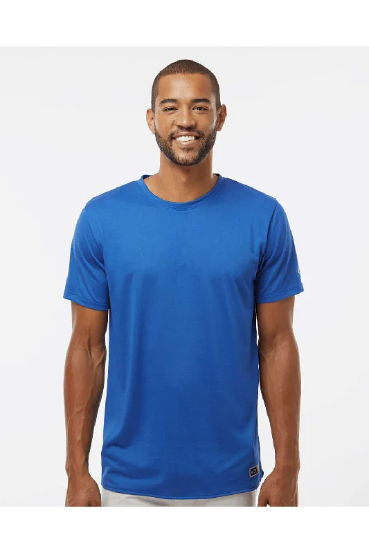 Men's short-sleeve organic cotton shirt-Oakley Mens Team Issue Hydrolix Short Sleeve Crewneck T-Shirt - Team Royal Blue