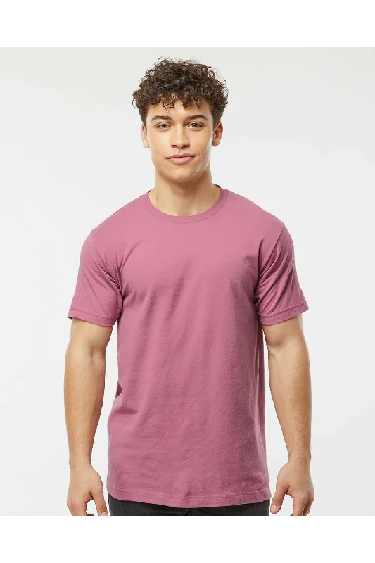 Men's short-sleeve silver modern shirt-Tultex Mens Fine Jersey Short Sleeve Crewneck T-Shirt - Cassis Pink