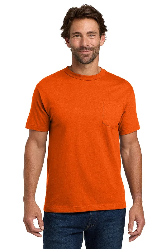 Men's short-sleeve quick-dry top-Hanes Mens Beefy-T Short Sleeve Crewneck T-Shirt w/ Pocket - Orange