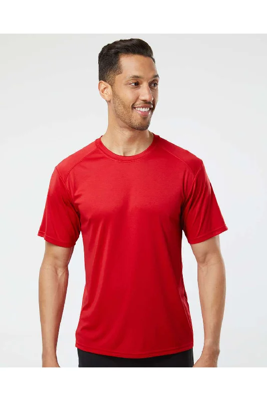 Men's short-sleeve athletic top-Paragon Mens Islander Performance Moisture Wicking Short Sleeve Crewneck T-Shirt - Red