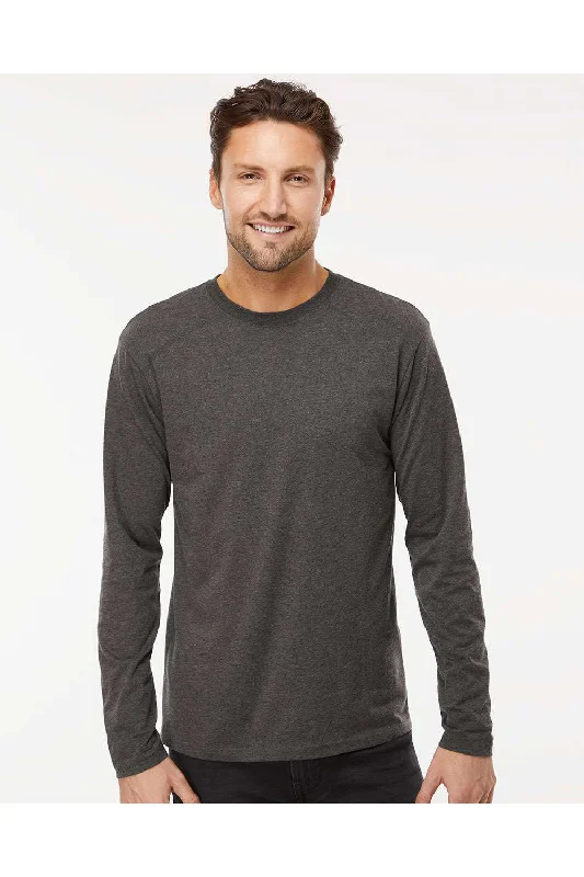 Men's short-sleeve festival shirt-Kastlfel Mens Recycled Soft Long Sleeve Crewneck T-Shirt - Carbon Grey