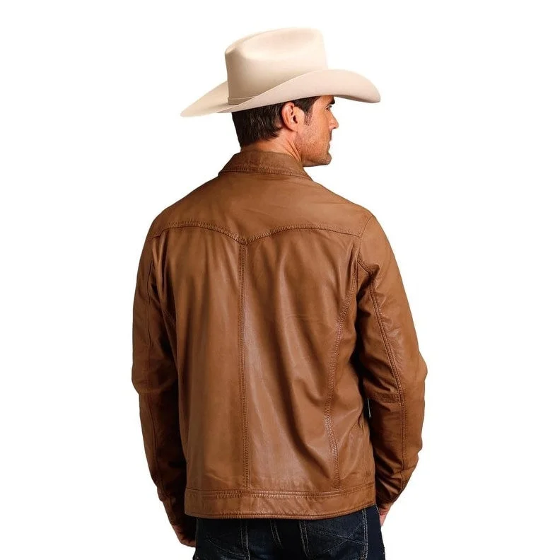 Men's versatile jackets-Stetson Western Jacket Mens Canvas Zip Caramel 11-097-0539-6634 BR