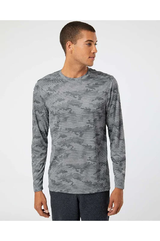 Men's short-sleeve bright color tee-Paragon Mens Pompano Performance Moisture Wicking Camo Long Sleeve Crewneck T-Shirt - Medium Grey - Closeout