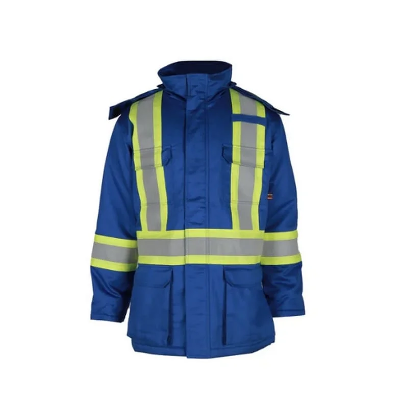 Men's lightweight rain jackets-Forge FR Work Jacket Mens Parka Reflective Royal Blue MFRCPRKA-1