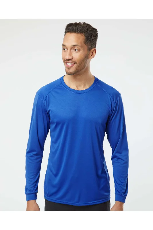 Men's short-sleeve urban gray shirt-Paragon Mens Islander Performance Moisture Wicking Long Sleeve Crewneck T-Shirt - Royal Blue