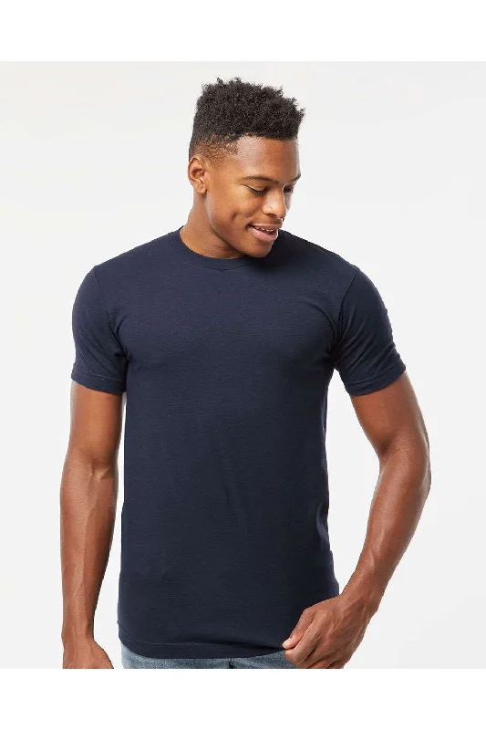 Men's short-sleeve white shirt-Tultex Mens Fine Jersey Short Sleeve Crewneck T-Shirt - Navy Blue