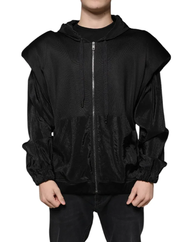 Men's new-arrival jackets-Dolce & Gabbana  Viscose Full Zip Hooded Bomber Men's Jacket