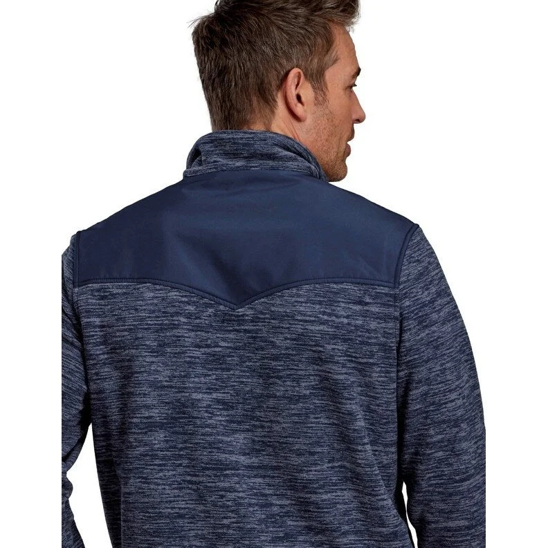 Men's stretch jackets-Roper Western Jacket Mens 1/4 Zip Fleece Logo Blue