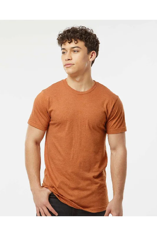 Men's short-sleeve trendy shirt-Tultex Mens Fine Jersey Short Sleeve Crewneck T-Shirt - Heather Rust Orange