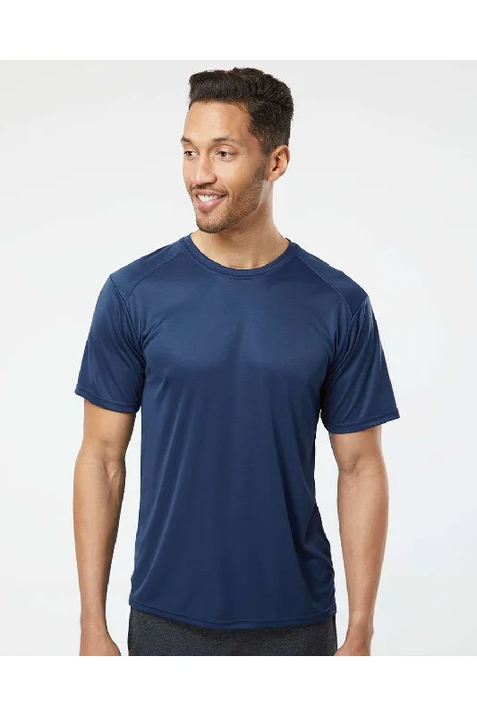 Men's short-sleeve bold print shirt-Paragon Mens Islander Performance Moisture Wicking Short Sleeve Crewneck T-Shirt - Navy Blue