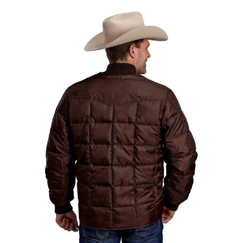 Men's outerwear jackets-Roper Western Coat Mens Zip Price Point Chocolate 03-097-0761-0602 BR