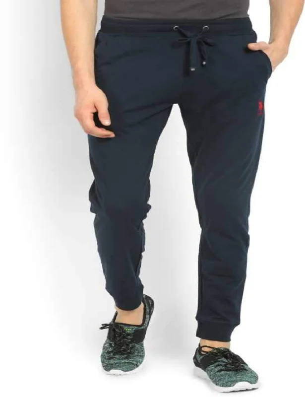 men's casual blue corduroy pants-Dark Blue Cotton Men's Pyjamas Bottom Jogger pants