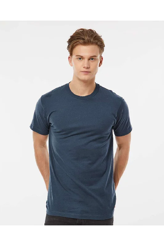 Men's short-sleeve plain tee-Tultex Mens Fine Jersey Short Sleeve Crewneck T-Shirt - Indigo Blue