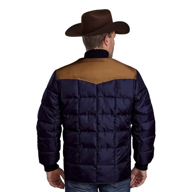 Men's pea coats jackets-Roper Western Coat Mens Price Point Zip Logo Blue 03-097-0761-0537 BU