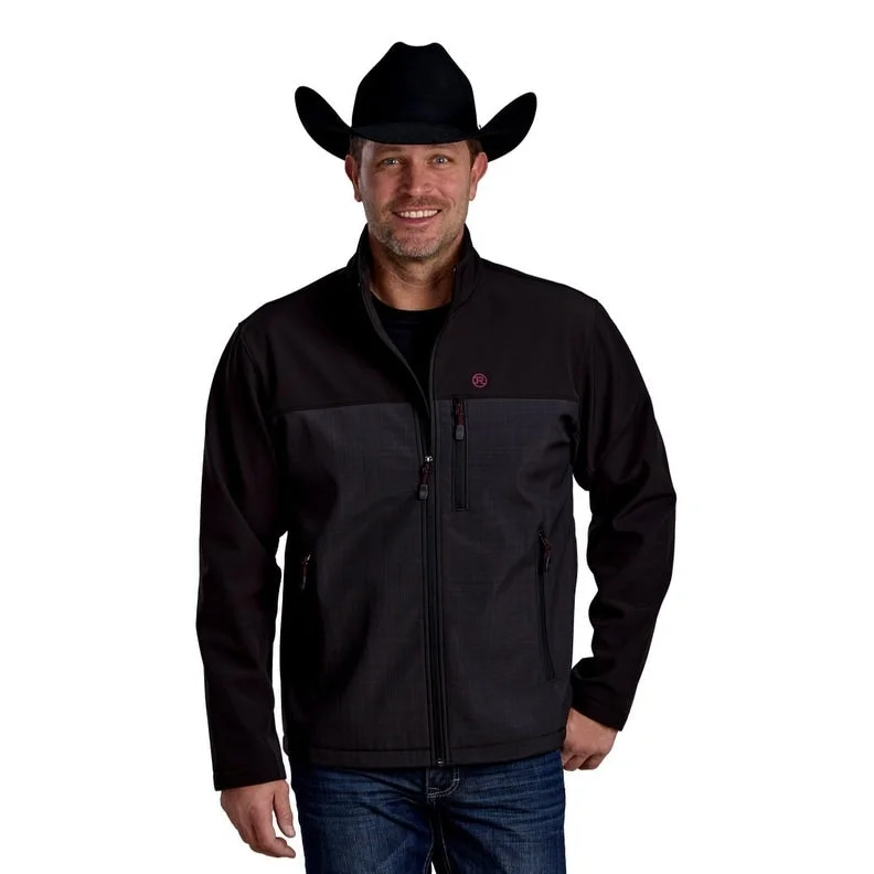 Men's fishing jackets-Roper Western Jacket Mens Pieced Soft Shell Gray 03-097-0780-6013 GY