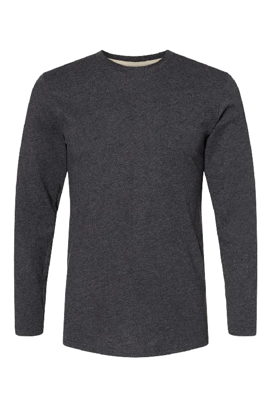 Men's short-sleeve camping brown top-LAT Mens Fine Jersey Long Sleeve Crewneck T-Shirt - Vintage Smoke Grey