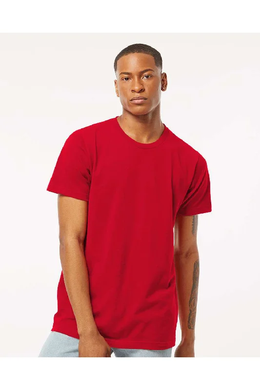 Men's short-sleeve linen shirt-Tultex Mens Fine Jersey Short Sleeve Crewneck T-Shirt - Red