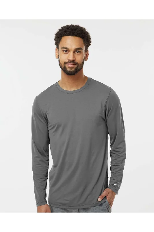 Men's short-sleeve casual graphic shirt-Paragon Mens Aruba Extreme Performance Moisture Wicking Long Sleeve Crewneck T-Shirt - Medium Grey