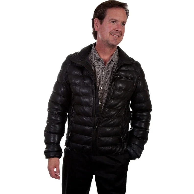 Men's lightweight jackets-Scully Western Jacket Mens Ribbed Leather Zip Polyester Lining F0_512