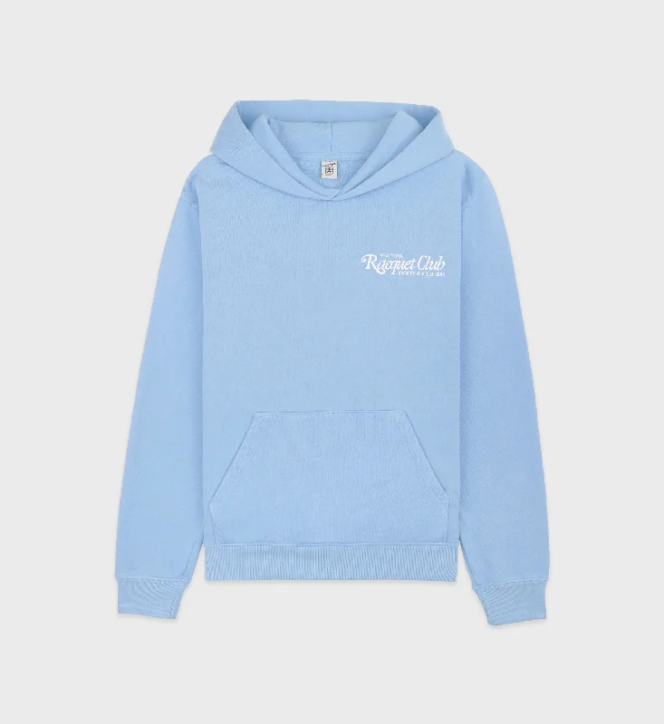 Men's hoodie for college-94 Racquet Club Hoodie - Sky Blue/White