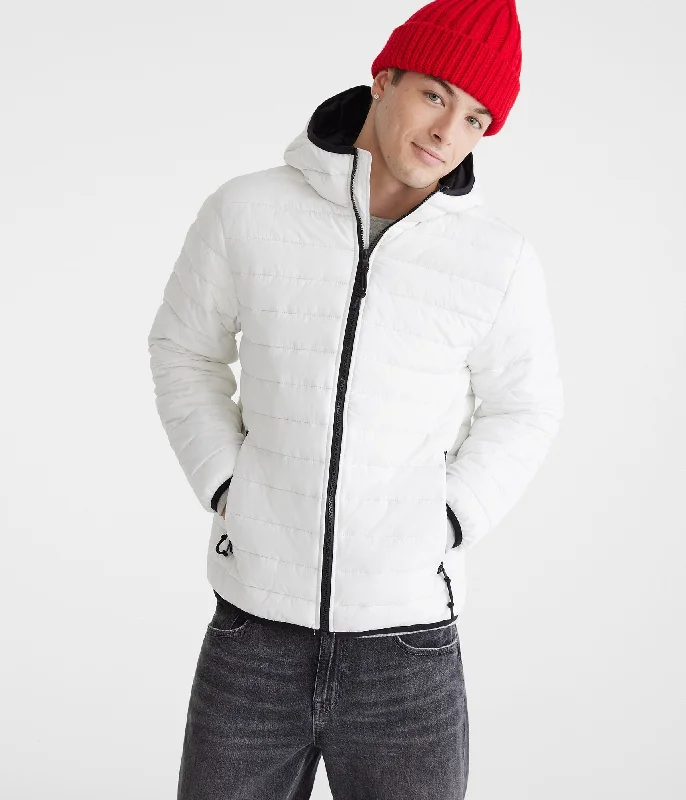 Men's sun-resistant jackets-Aeropostale Hooded Midweight Puffer Jacket